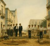Scalpellini di Molfetta: storie, mani d’arte e pietra viva La costruzione di Corso Umberto a Molfetta.