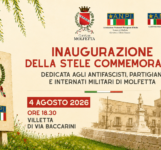Molfetta avrà una stele dedicata agli antifascisti: ecco dove sorgerà e quando sarà inaugurata Molfetta, inaugurazione della stele commemorativa dedicata agli antifascisti.